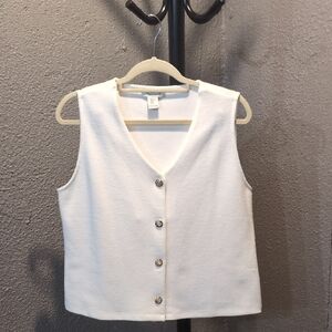 Rachel Zoe White Button Down Sleeveless Top